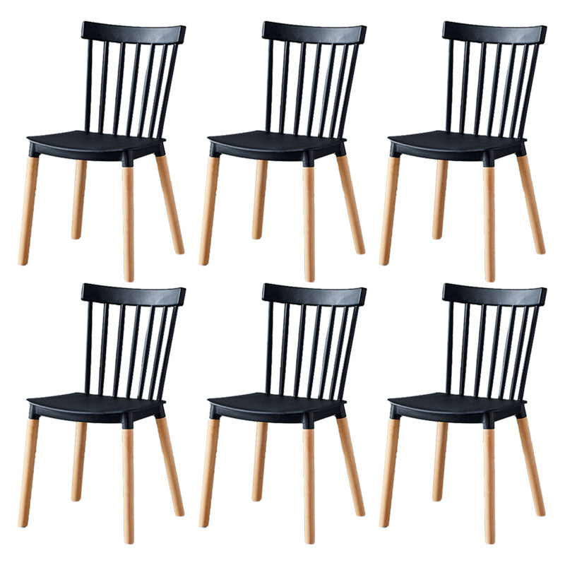 Contemporary Style Chair Dining Armless Dining Chairs with Wooden Legs for Home Black 6 Piece Set Clearhalo 'Dining Chairs' 'Dining Tables & Seating' 'dining_chair' 'furn' 'furn_dining_chair' 'Furniture' 'Kitchen & Dining Furniture' 6086440