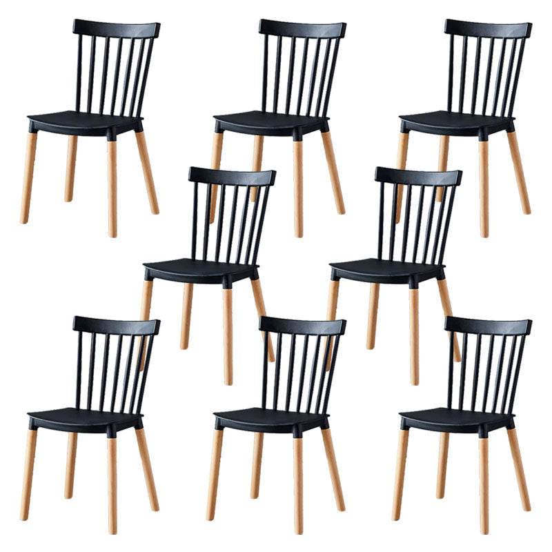Contemporary Style Chair Dining Armless Dining Chairs with Wooden Legs for Home Black 8 Piece Set Clearhalo 'Dining Chairs' 'Dining Tables & Seating' 'dining_chair' 'furn' 'furn_dining_chair' 'Furniture' 'Kitchen & Dining Furniture' 6086443