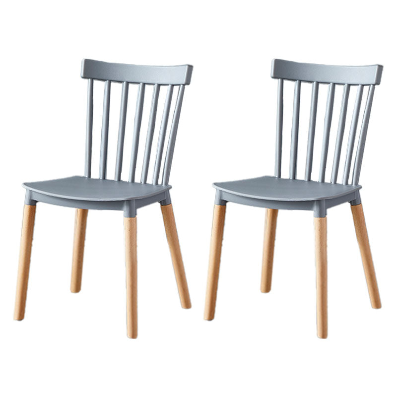 Contemporary Style Chair Dining Armless Dining Chairs with Wooden Legs for Home Light Gray 2 Piece Set Clearhalo 'Dining Chairs' 'Dining Tables & Seating' 'dining_chair' 'furn' 'furn_dining_chair' 'Furniture' 'Kitchen & Dining Furniture' 6086446