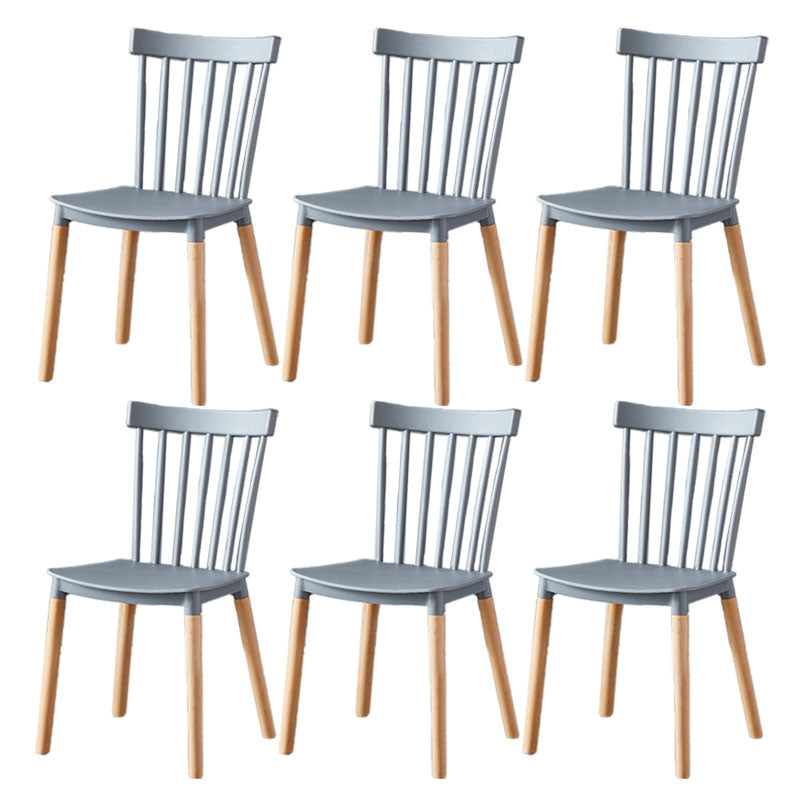 Contemporary Style Chair Dining Armless Dining Chairs with Wooden Legs for Home Light Gray 6 Piece Set Clearhalo 'Dining Chairs' 'Dining Tables & Seating' 'dining_chair' 'furn' 'furn_dining_chair' 'Furniture' 'Kitchen & Dining Furniture' 6086450