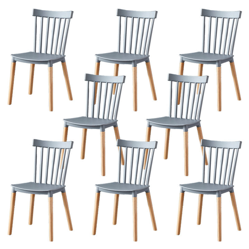 Contemporary Style Chair Dining Armless Dining Chairs with Wooden Legs for Home Light Gray 8 Piece Set Clearhalo 'Dining Chairs' 'Dining Tables & Seating' 'dining_chair' 'furn' 'furn_dining_chair' 'Furniture' 'Kitchen & Dining Furniture' 6086452