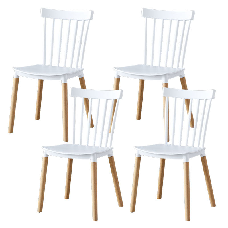 Contemporary Style Chair Dining Armless Dining Chairs with Wooden Legs for Home White 4 Piece Set Clearhalo 'Dining Chairs' 'Dining Tables & Seating' 'dining_chair' 'furn' 'furn_dining_chair' 'Furniture' 'Kitchen & Dining Furniture' 6086457