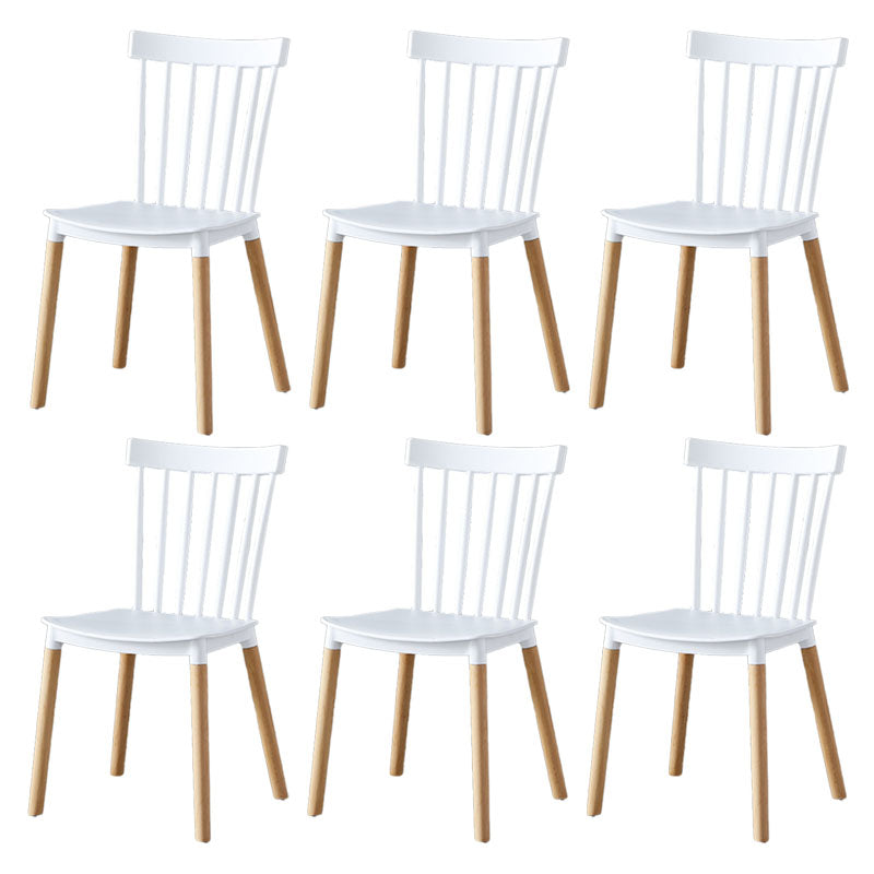 Contemporary Style Chair Dining Armless Dining Chairs with Wooden Legs for Home White 6 Piece Set Clearhalo 'Dining Chairs' 'Dining Tables & Seating' 'dining_chair' 'furn' 'furn_dining_chair' 'Furniture' 'Kitchen & Dining Furniture' 6086458