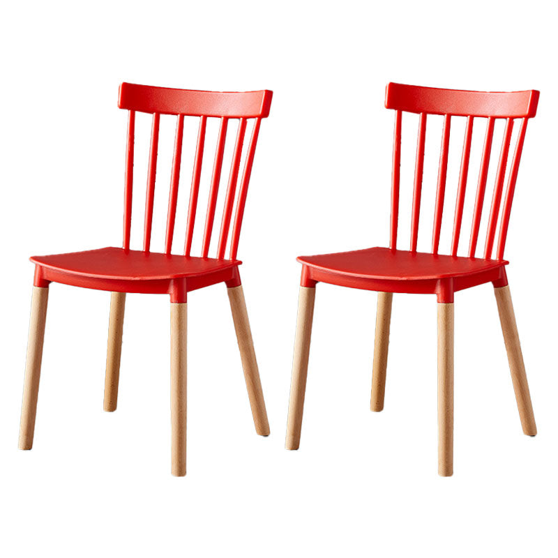Contemporary Style Chair Dining Armless Dining Chairs with Wooden Legs for Home Red 2 Piece Set Clearhalo 'Dining Chairs' 'Dining Tables & Seating' 'dining_chair' 'furn' 'furn_dining_chair' 'Furniture' 'Kitchen & Dining Furniture' 6086461