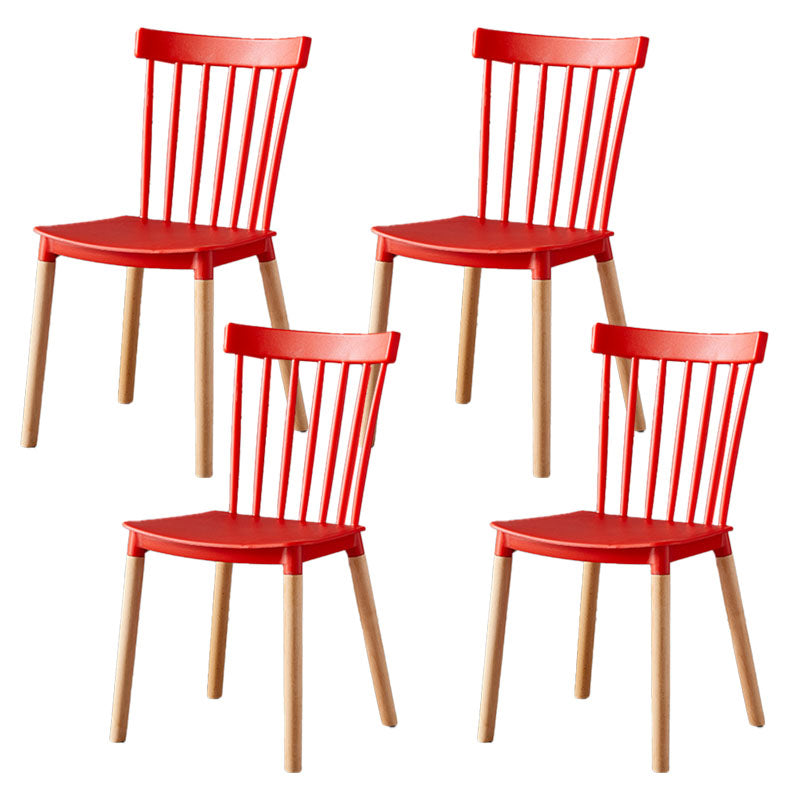 Contemporary Style Chair Dining Armless Dining Chairs with Wooden Legs for Home Red 4 Piece Set Clearhalo 'Dining Chairs' 'Dining Tables & Seating' 'dining_chair' 'furn' 'furn_dining_chair' 'Furniture' 'Kitchen & Dining Furniture' 6086462