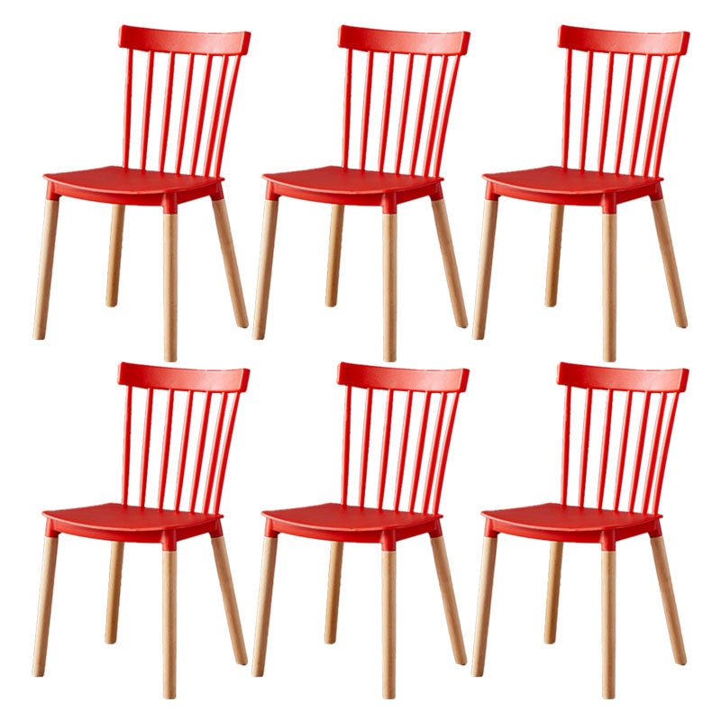 Contemporary Style Chair Dining Armless Dining Chairs with Wooden Legs for Home Red 6 Piece Set Clearhalo 'Dining Chairs' 'Dining Tables & Seating' 'dining_chair' 'furn' 'furn_dining_chair' 'Furniture' 'Kitchen & Dining Furniture' 6086463