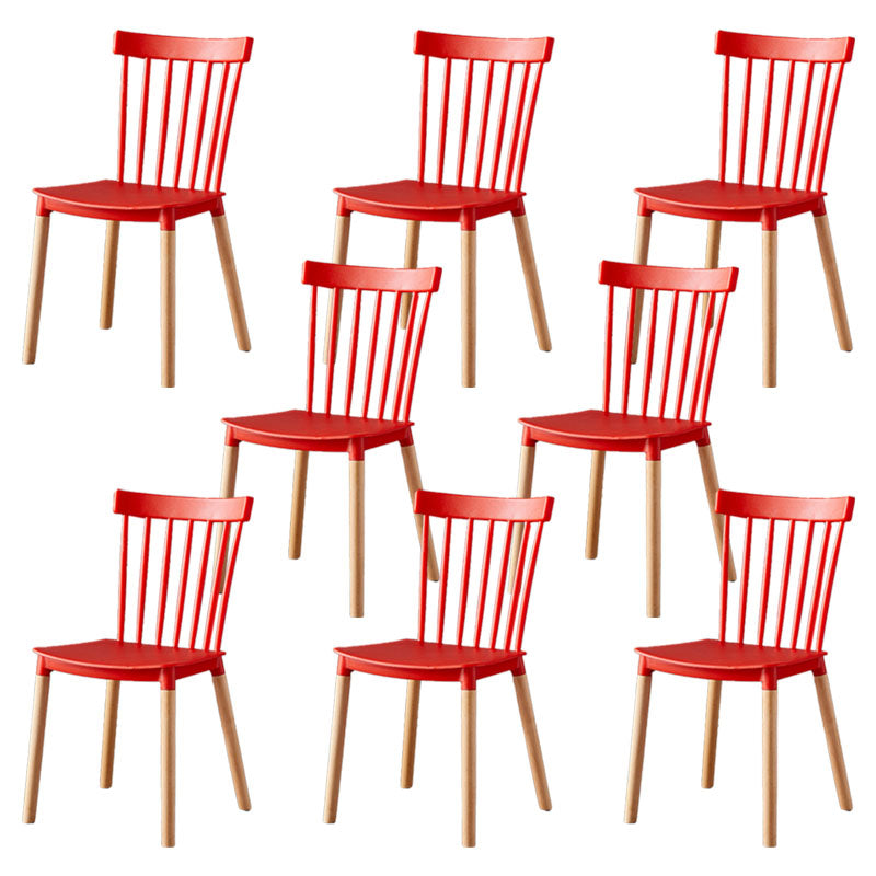 Contemporary Style Chair Dining Armless Dining Chairs with Wooden Legs for Home Red 8 Piece Set Clearhalo 'Dining Chairs' 'Dining Tables & Seating' 'dining_chair' 'furn' 'furn_dining_chair' 'Furniture' 'Kitchen & Dining Furniture' 6086464