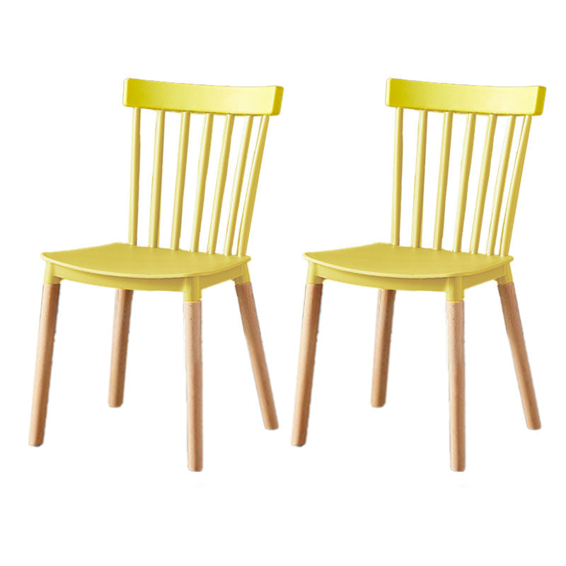 Contemporary Style Chair Dining Armless Dining Chairs with Wooden Legs for Home Yellow 2 Piece Set Clearhalo 'Dining Chairs' 'Dining Tables & Seating' 'dining_chair' 'furn' 'furn_dining_chair' 'Furniture' 'Kitchen & Dining Furniture' 6086466