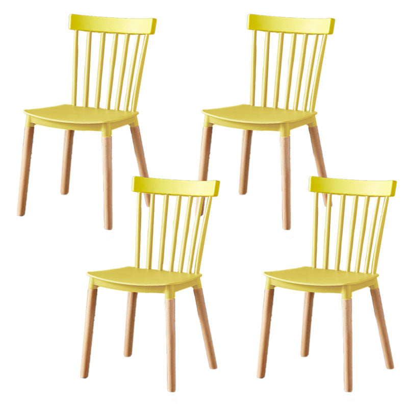 Contemporary Style Chair Dining Armless Dining Chairs with Wooden Legs for Home Yellow 4 Piece Set Clearhalo 'Dining Chairs' 'Dining Tables & Seating' 'dining_chair' 'furn' 'furn_dining_chair' 'Furniture' 'Kitchen & Dining Furniture' 6086467