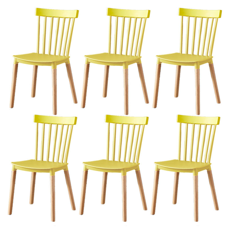 Contemporary Style Chair Dining Armless Dining Chairs with Wooden Legs for Home Yellow 6 Piece Set Clearhalo 'Dining Chairs' 'Dining Tables & Seating' 'dining_chair' 'furn' 'furn_dining_chair' 'Furniture' 'Kitchen & Dining Furniture' 6086468