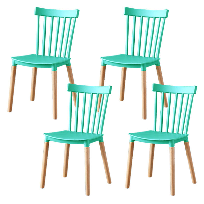 Contemporary Style Chair Dining Armless Dining Chairs with Wooden Legs for Home Green 4 Piece Set Clearhalo 'Dining Chairs' 'Dining Tables & Seating' 'dining_chair' 'furn' 'furn_dining_chair' 'Furniture' 'Kitchen & Dining Furniture' 6086472