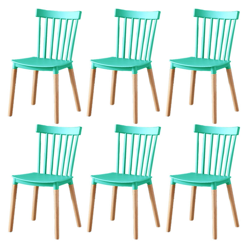 Contemporary Style Chair Dining Armless Dining Chairs with Wooden Legs for Home Green 6 Piece Set Clearhalo 'Dining Chairs' 'Dining Tables & Seating' 'dining_chair' 'furn' 'furn_dining_chair' 'Furniture' 'Kitchen & Dining Furniture' 6086473