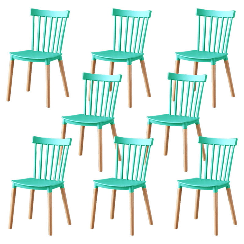 Contemporary Style Chair Dining Armless Dining Chairs with Wooden Legs for Home Green 8 Piece Set Clearhalo 'Dining Chairs' 'Dining Tables & Seating' 'dining_chair' 'furn' 'furn_dining_chair' 'Furniture' 'Kitchen & Dining Furniture' 6086474