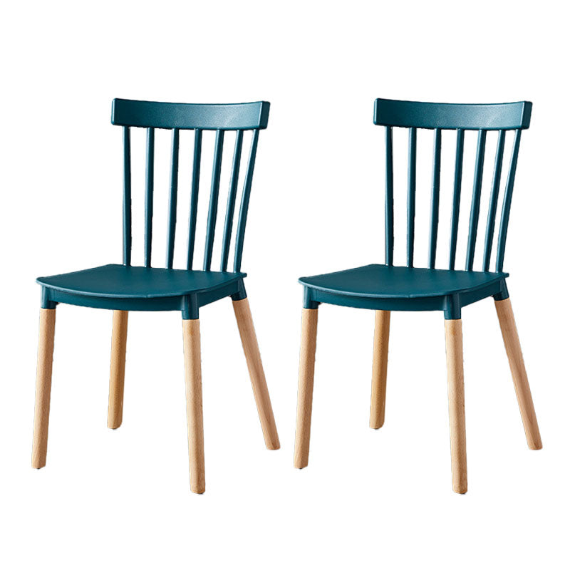 Contemporary Style Chair Dining Armless Dining Chairs with Wooden Legs for Home Blackish Green 2 Piece Set Clearhalo 'Dining Chairs' 'Dining Tables & Seating' 'dining_chair' 'furn' 'furn_dining_chair' 'Furniture' 'Kitchen & Dining Furniture' 6086476
