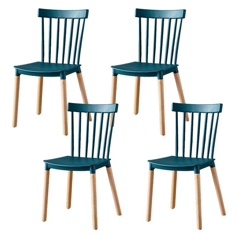Contemporary Style Chair Dining Armless Dining Chairs with Wooden Legs for Home Blackish Green 4 Piece Set Clearhalo 'Dining Chairs' 'Dining Tables & Seating' 'dining_chair' 'furn' 'furn_dining_chair' 'Furniture' 'Kitchen & Dining Furniture' 6086477