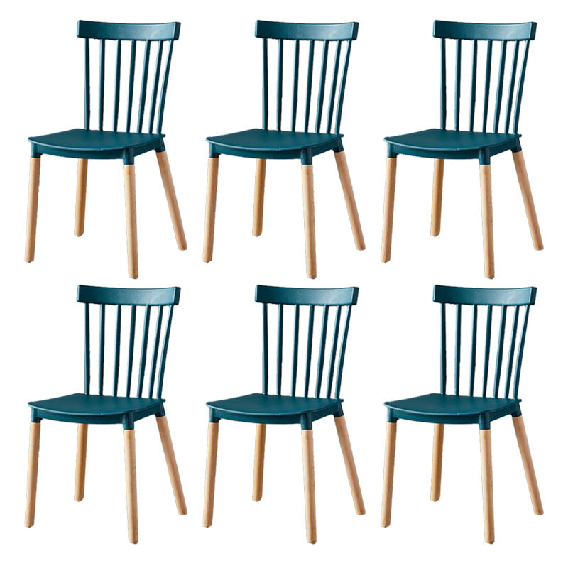Contemporary Style Chair Dining Armless Dining Chairs with Wooden Legs for Home Blackish Green 6 Piece Set Clearhalo 'Dining Chairs' 'Dining Tables & Seating' 'dining_chair' 'furn' 'furn_dining_chair' 'Furniture' 'Kitchen & Dining Furniture' 6086478