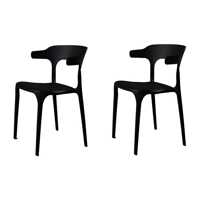 Contemporary Style Armless Dining Chair Plastic Open Back Side Chair for Restaurant Black 2 Piece Set Clearhalo 'Dining Chairs' 'Dining Tables & Seating' 'dining_chair' 'furn' 'furn_dining_chair' 'Furniture' 'Kitchen & Dining Furniture' 6086567