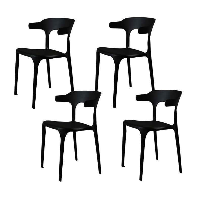 Contemporary Style Armless Dining Chair Plastic Open Back Side Chair for Restaurant Black 4 Piece Set Clearhalo 'Dining Chairs' 'Dining Tables & Seating' 'dining_chair' 'furn' 'furn_dining_chair' 'Furniture' 'Kitchen & Dining Furniture' 6086569