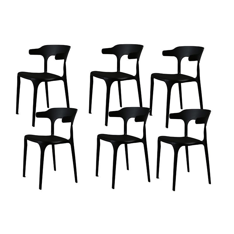Contemporary Style Armless Dining Chair Plastic Open Back Side Chair for Restaurant Black 6 Piece Set Clearhalo 'Dining Chairs' 'Dining Tables & Seating' 'dining_chair' 'furn' 'furn_dining_chair' 'Furniture' 'Kitchen & Dining Furniture' 6086570
