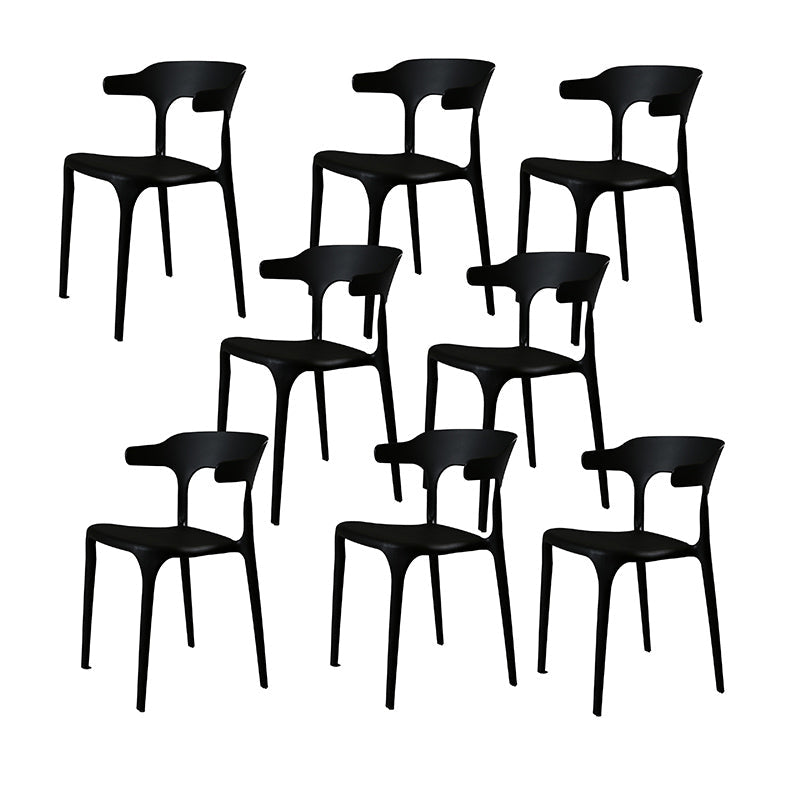 Contemporary Style Armless Dining Chair Plastic Open Back Side Chair for Restaurant Black 8 Piece Set Clearhalo 'Dining Chairs' 'Dining Tables & Seating' 'dining_chair' 'furn' 'furn_dining_chair' 'Furniture' 'Kitchen & Dining Furniture' 6086573