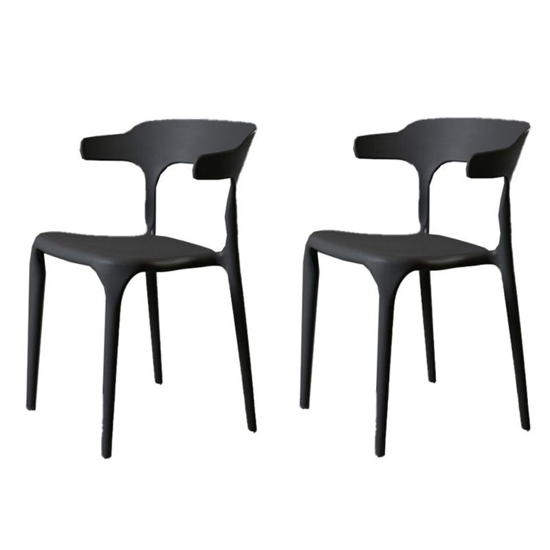 Contemporary Style Armless Dining Chair Plastic Open Back Side Chair for Restaurant Grey 2 Piece Set Clearhalo 'Dining Chairs' 'Dining Tables & Seating' 'dining_chair' 'furn' 'furn_dining_chair' 'Furniture' 'Kitchen & Dining Furniture' 6086574