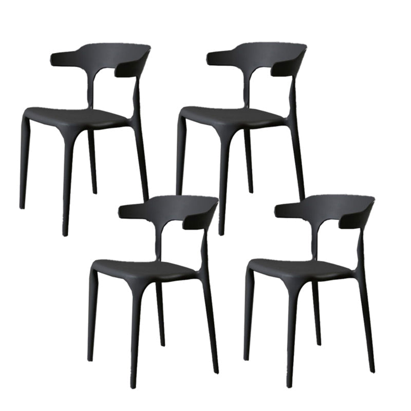 Contemporary Style Armless Dining Chair Plastic Open Back Side Chair for Restaurant Grey 4 Piece Set Clearhalo 'Dining Chairs' 'Dining Tables & Seating' 'dining_chair' 'furn' 'furn_dining_chair' 'Furniture' 'Kitchen & Dining Furniture' 6086577