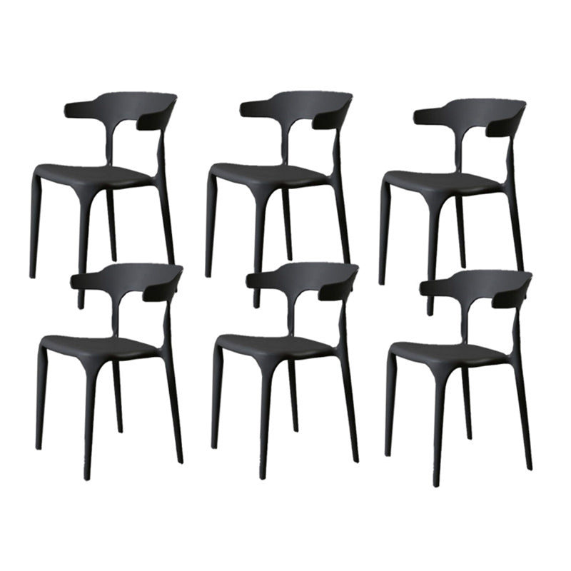 Contemporary Style Armless Dining Chair Plastic Open Back Side Chair for Restaurant Grey 6 Piece Set Clearhalo 'Dining Chairs' 'Dining Tables & Seating' 'dining_chair' 'furn' 'furn_dining_chair' 'Furniture' 'Kitchen & Dining Furniture' 6086579