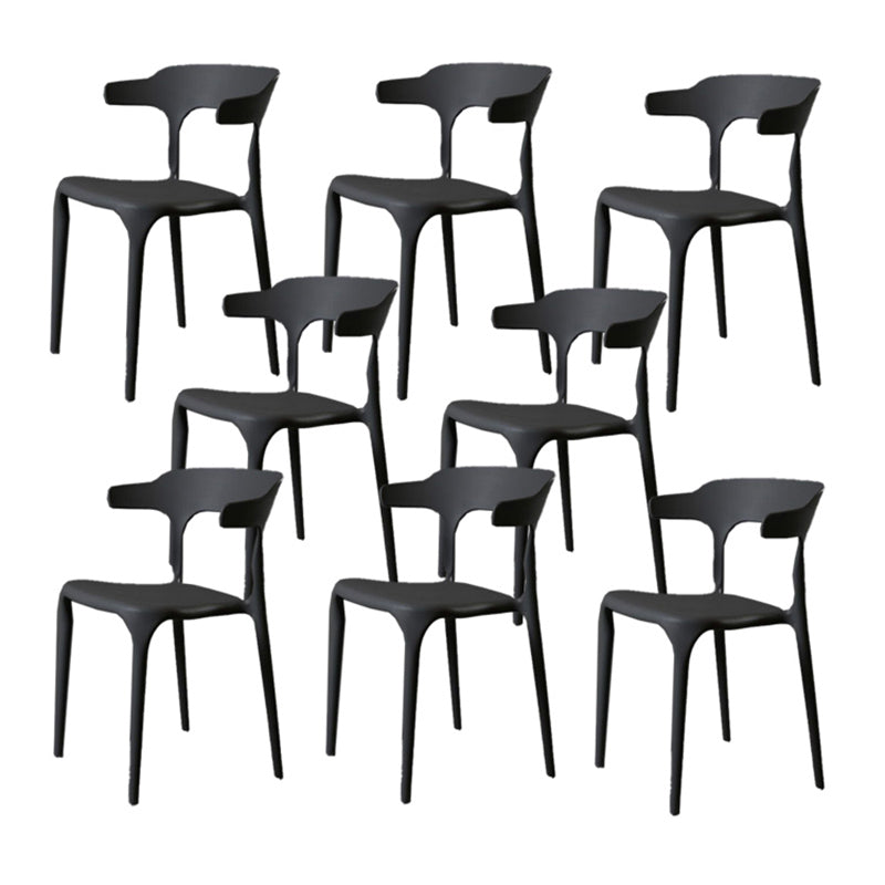 Contemporary Style Armless Dining Chair Plastic Open Back Side Chair for Restaurant Grey 8 Piece Set Clearhalo 'Dining Chairs' 'Dining Tables & Seating' 'dining_chair' 'furn' 'furn_dining_chair' 'Furniture' 'Kitchen & Dining Furniture' 6086580