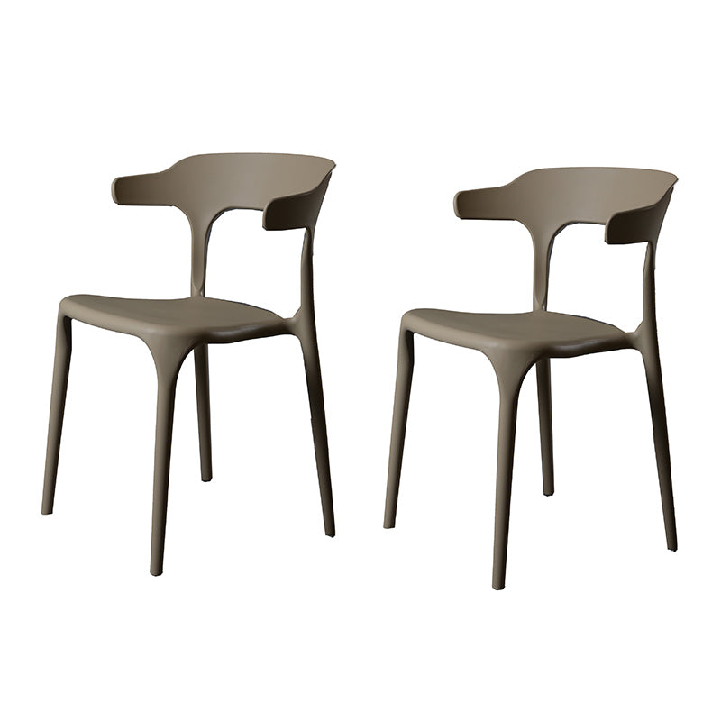Contemporary Style Armless Dining Chair Plastic Open Back Side Chair for Restaurant Light Gray 2 Piece Set Clearhalo 'Dining Chairs' 'Dining Tables & Seating' 'dining_chair' 'furn' 'furn_dining_chair' 'Furniture' 'Kitchen & Dining Furniture' 6086582
