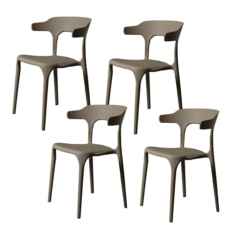 Contemporary Style Armless Dining Chair Plastic Open Back Side Chair for Restaurant Light Gray 4 Piece Set Clearhalo 'Dining Chairs' 'Dining Tables & Seating' 'dining_chair' 'furn' 'furn_dining_chair' 'Furniture' 'Kitchen & Dining Furniture' 6086584
