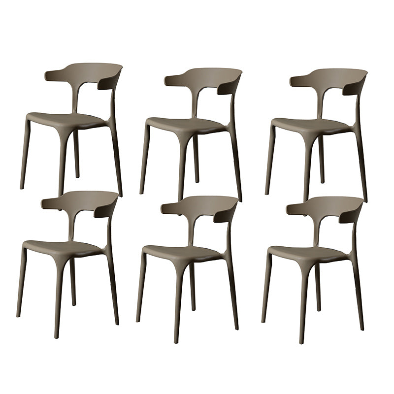 Contemporary Style Armless Dining Chair Plastic Open Back Side Chair for Restaurant Light Gray 6 Piece Set Clearhalo 'Dining Chairs' 'Dining Tables & Seating' 'dining_chair' 'furn' 'furn_dining_chair' 'Furniture' 'Kitchen & Dining Furniture' 6086586