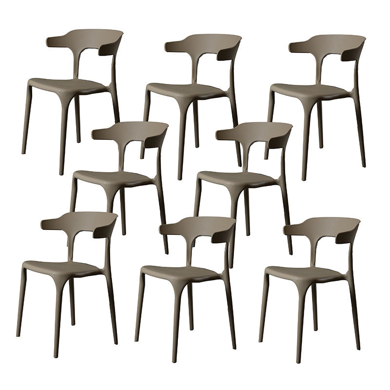 Contemporary Style Armless Dining Chair Plastic Open Back Side Chair for Restaurant Light Gray 8 Piece Set Clearhalo 'Dining Chairs' 'Dining Tables & Seating' 'dining_chair' 'furn' 'furn_dining_chair' 'Furniture' 'Kitchen & Dining Furniture' 6086587