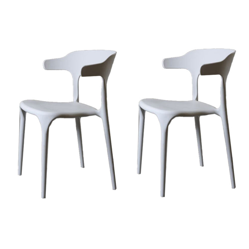 Contemporary Style Armless Dining Chair Plastic Open Back Side Chair for Restaurant White 2 Piece Set Clearhalo 'Dining Chairs' 'Dining Tables & Seating' 'dining_chair' 'furn' 'furn_dining_chair' 'Furniture' 'Kitchen & Dining Furniture' 6086588