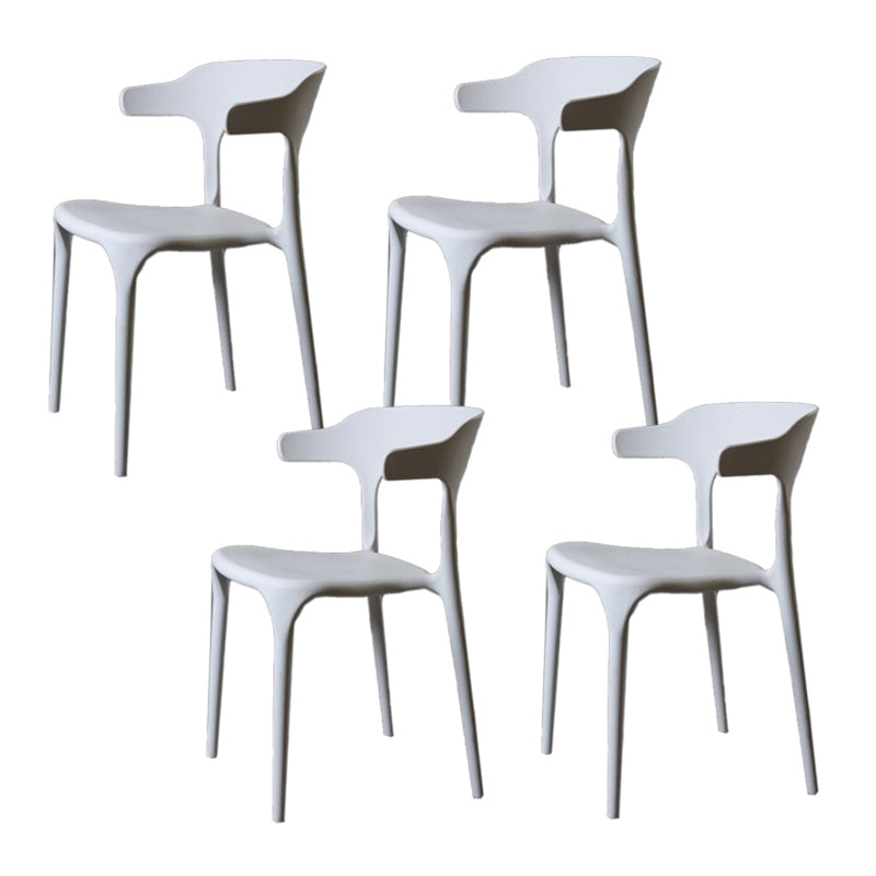 Contemporary Style Armless Dining Chair Plastic Open Back Side Chair for Restaurant White 4 Piece Set Clearhalo 'Dining Chairs' 'Dining Tables & Seating' 'dining_chair' 'furn' 'furn_dining_chair' 'Furniture' 'Kitchen & Dining Furniture' 6086589