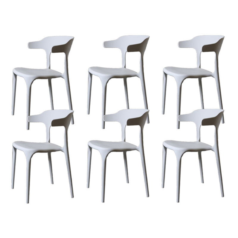 Contemporary Style Armless Dining Chair Plastic Open Back Side Chair for Restaurant White 6 Piece Set Clearhalo 'Dining Chairs' 'Dining Tables & Seating' 'dining_chair' 'furn' 'furn_dining_chair' 'Furniture' 'Kitchen & Dining Furniture' 6086590