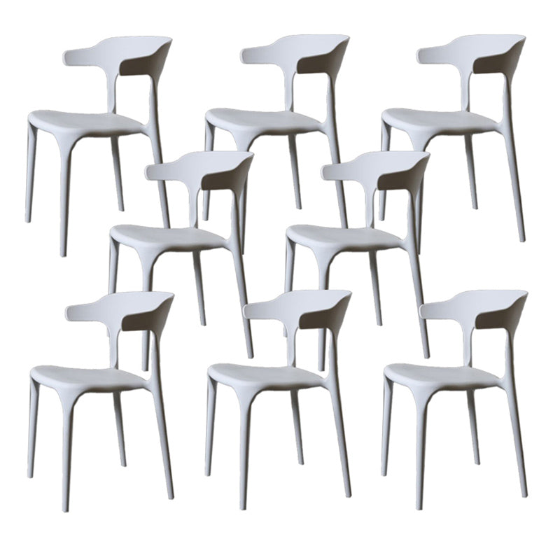 Contemporary Style Armless Dining Chair Plastic Open Back Side Chair for Restaurant White 8 Piece Set Clearhalo 'Dining Chairs' 'Dining Tables & Seating' 'dining_chair' 'furn' 'furn_dining_chair' 'Furniture' 'Kitchen & Dining Furniture' 6086591