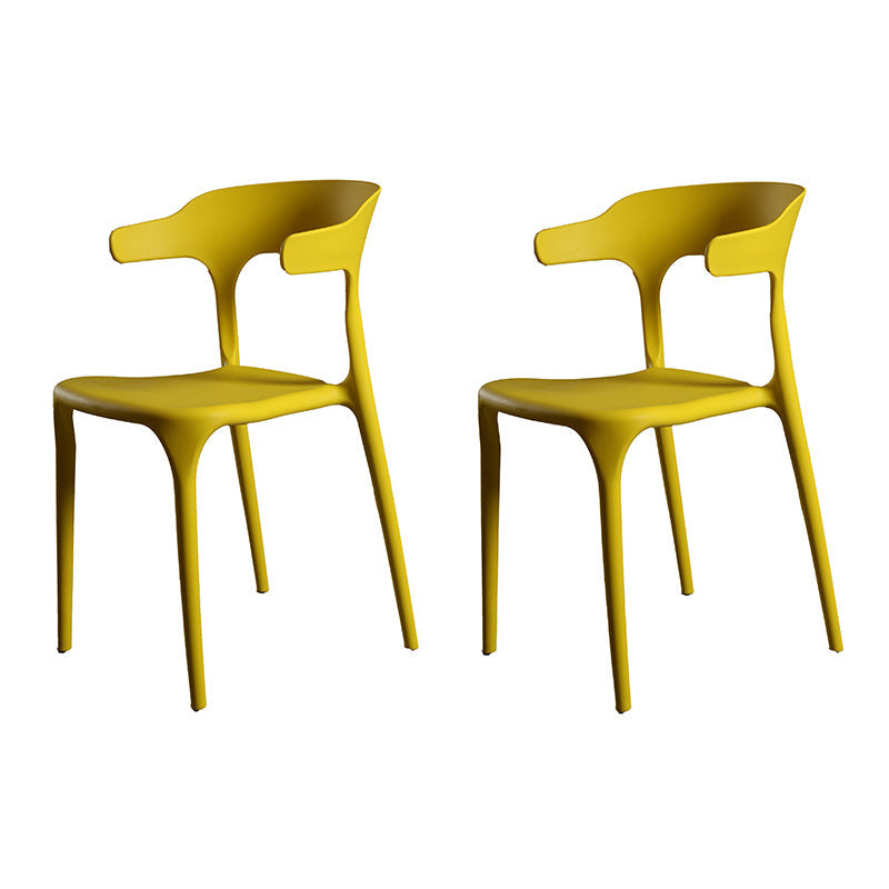 Contemporary Style Armless Dining Chair Plastic Open Back Side Chair for Restaurant Yellow 2 Piece Set Clearhalo 'Dining Chairs' 'Dining Tables & Seating' 'dining_chair' 'furn' 'furn_dining_chair' 'Furniture' 'Kitchen & Dining Furniture' 6086596