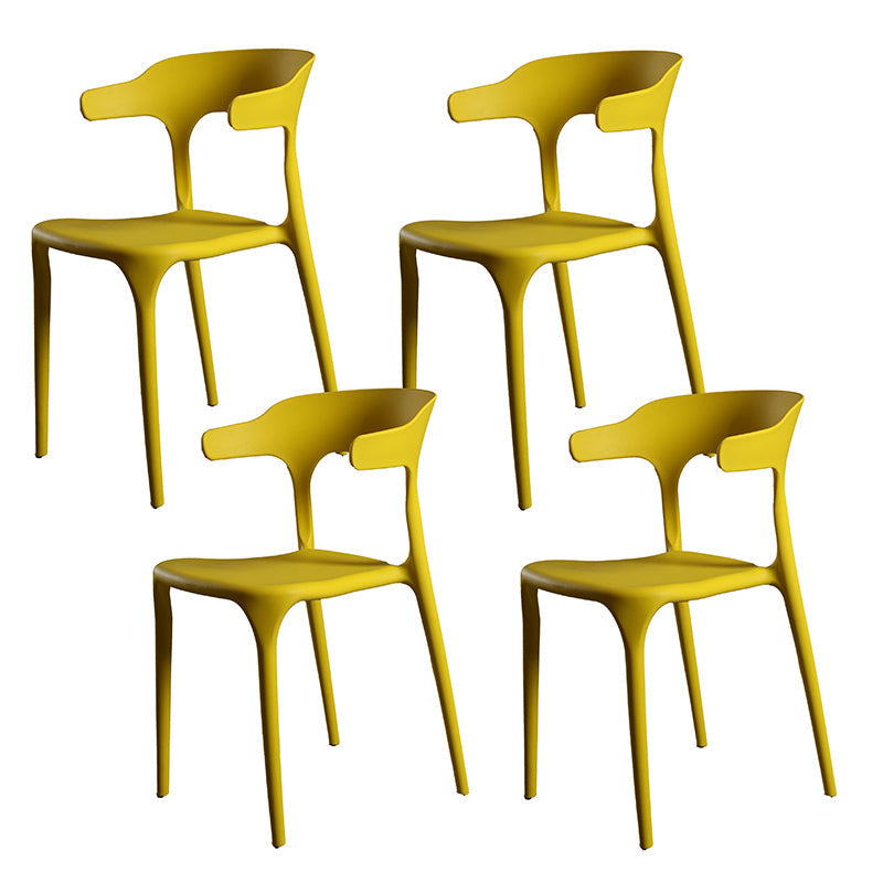 Contemporary Style Armless Dining Chair Plastic Open Back Side Chair for Restaurant Yellow 4 Piece Set Clearhalo 'Dining Chairs' 'Dining Tables & Seating' 'dining_chair' 'furn' 'furn_dining_chair' 'Furniture' 'Kitchen & Dining Furniture' 6086597