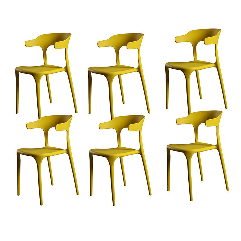 Contemporary Style Armless Dining Chair Plastic Open Back Side Chair for Restaurant Yellow 6 Piece Set Clearhalo 'Dining Chairs' 'Dining Tables & Seating' 'dining_chair' 'furn' 'furn_dining_chair' 'Furniture' 'Kitchen & Dining Furniture' 6086598