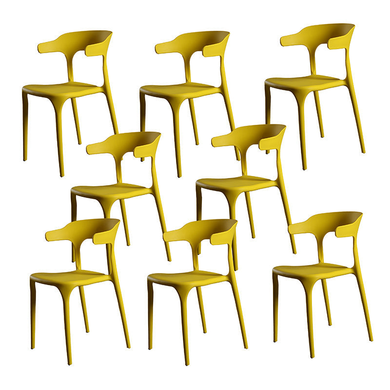 Contemporary Style Armless Dining Chair Plastic Open Back Side Chair for Restaurant Yellow 8 Piece Set Clearhalo 'Dining Chairs' 'Dining Tables & Seating' 'dining_chair' 'furn' 'furn_dining_chair' 'Furniture' 'Kitchen & Dining Furniture' 6086599