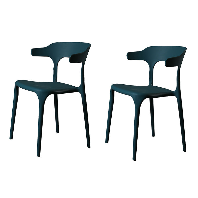 Contemporary Style Armless Dining Chair Plastic Open Back Side Chair for Restaurant Blue 2 Piece Set Clearhalo 'Dining Chairs' 'Dining Tables & Seating' 'dining_chair' 'furn' 'furn_dining_chair' 'Furniture' 'Kitchen & Dining Furniture' 6086600