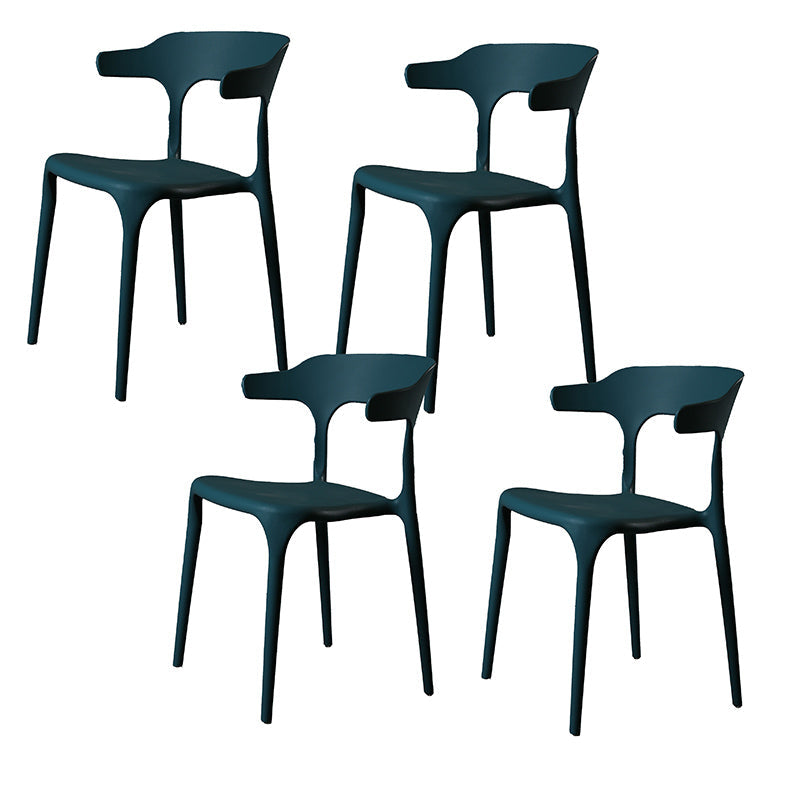Contemporary Style Armless Dining Chair Plastic Open Back Side Chair for Restaurant Blue 4 Piece Set Clearhalo 'Dining Chairs' 'Dining Tables & Seating' 'dining_chair' 'furn' 'furn_dining_chair' 'Furniture' 'Kitchen & Dining Furniture' 6086601