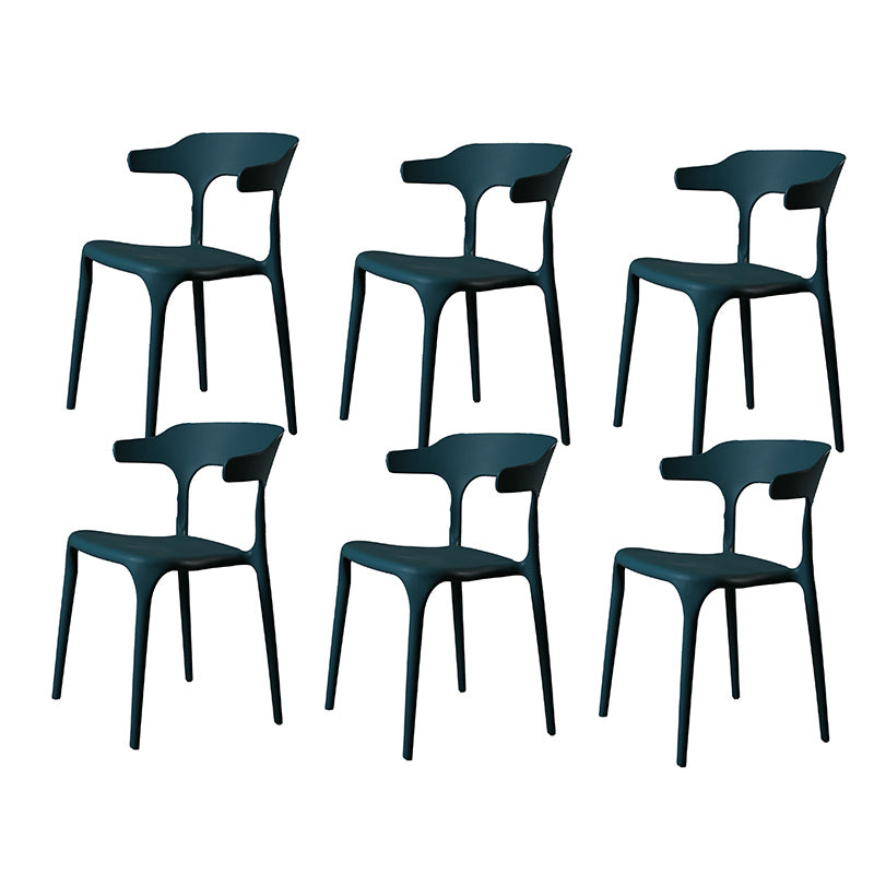 Contemporary Style Armless Dining Chair Plastic Open Back Side Chair for Restaurant Blue 6 Piece Set Clearhalo 'Dining Chairs' 'Dining Tables & Seating' 'dining_chair' 'furn' 'furn_dining_chair' 'Furniture' 'Kitchen & Dining Furniture' 6086602