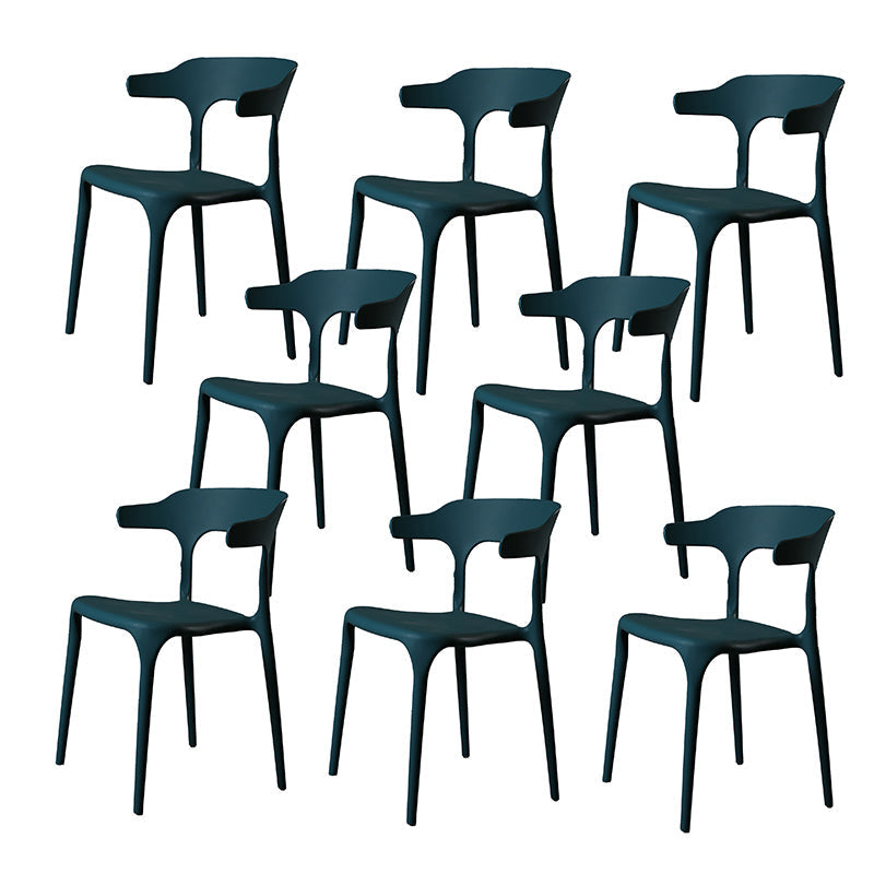 Contemporary Style Armless Dining Chair Plastic Open Back Side Chair for Restaurant Blue 8 Piece Set Clearhalo 'Dining Chairs' 'Dining Tables & Seating' 'dining_chair' 'furn' 'furn_dining_chair' 'Furniture' 'Kitchen & Dining Furniture' 6086603