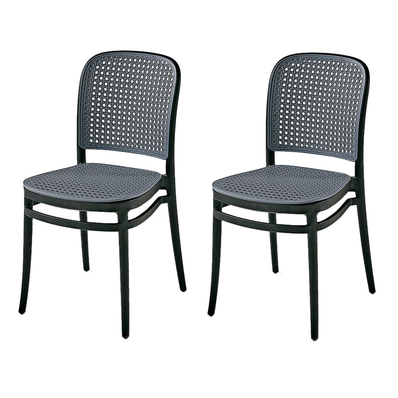 Contemporary Style Armless Chair Plastic Open Back Side Chair for Restaurant Bedroom Black 2 Piece Set Clearhalo 'Dining Chairs' 'Dining Tables & Seating' 'dining_chair' 'furn' 'furn_dining_chair' 'Furniture' 'Kitchen & Dining Furniture' 6086606