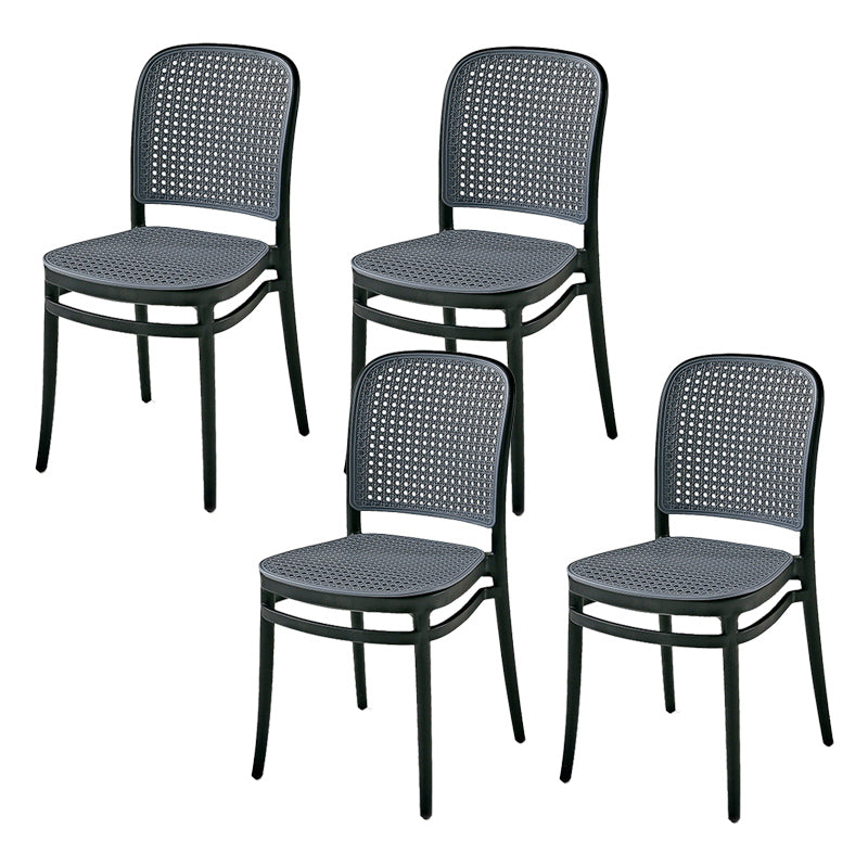 Contemporary Style Armless Chair Plastic Open Back Side Chair for Restaurant Bedroom Black 4 Piece Set Clearhalo 'Dining Chairs' 'Dining Tables & Seating' 'dining_chair' 'furn' 'furn_dining_chair' 'Furniture' 'Kitchen & Dining Furniture' 6086607