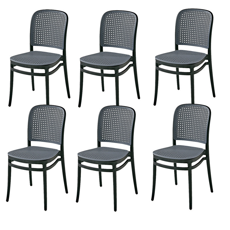 Contemporary Style Armless Chair Plastic Open Back Side Chair for Restaurant Bedroom Black 6 Piece Set Clearhalo 'Dining Chairs' 'Dining Tables & Seating' 'dining_chair' 'furn' 'furn_dining_chair' 'Furniture' 'Kitchen & Dining Furniture' 6086609