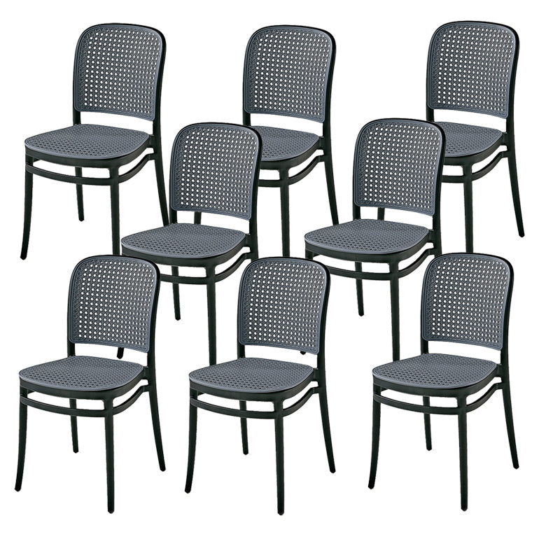 Contemporary Style Armless Chair Plastic Open Back Side Chair for Restaurant Bedroom Black 8 Piece Set Clearhalo 'Dining Chairs' 'Dining Tables & Seating' 'dining_chair' 'furn' 'furn_dining_chair' 'Furniture' 'Kitchen & Dining Furniture' 6086612