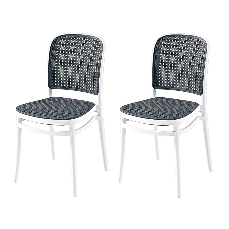 Contemporary Style Armless Chair Plastic Open Back Side Chair for Restaurant Bedroom Black White 2 Piece Set Clearhalo 'Dining Chairs' 'Dining Tables & Seating' 'dining_chair' 'furn' 'furn_dining_chair' 'Furniture' 'Kitchen & Dining Furniture' 6086616
