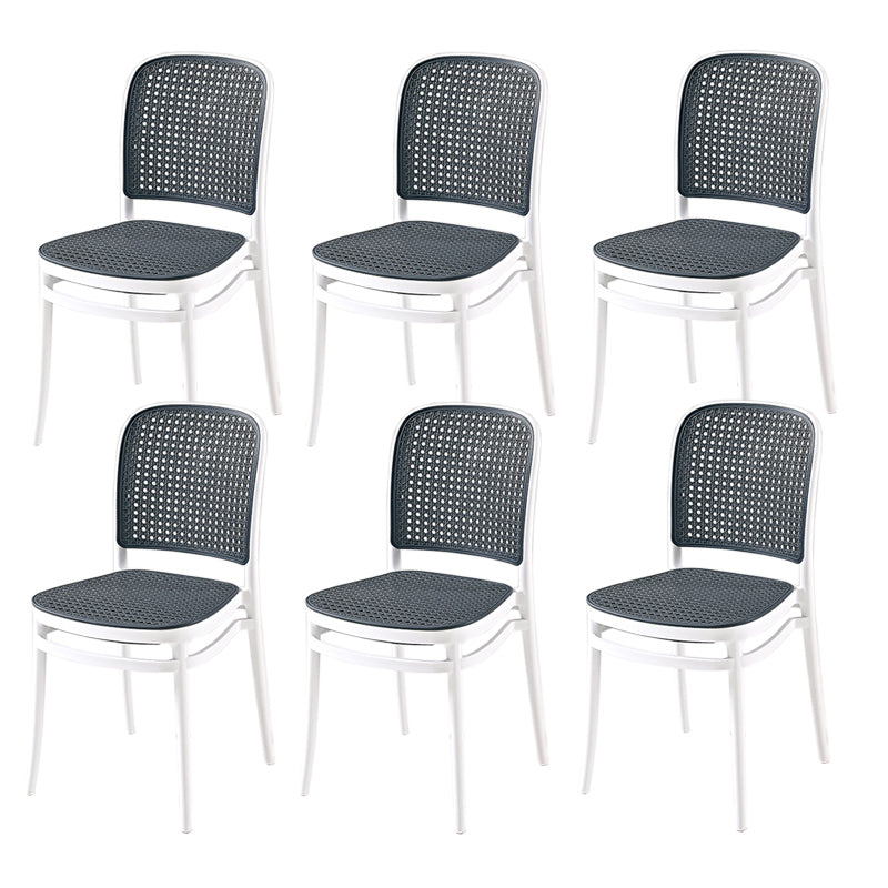 Contemporary Style Armless Chair Plastic Open Back Side Chair for Restaurant Bedroom Black White 6 Piece Set Clearhalo 'Dining Chairs' 'Dining Tables & Seating' 'dining_chair' 'furn' 'furn_dining_chair' 'Furniture' 'Kitchen & Dining Furniture' 6086620